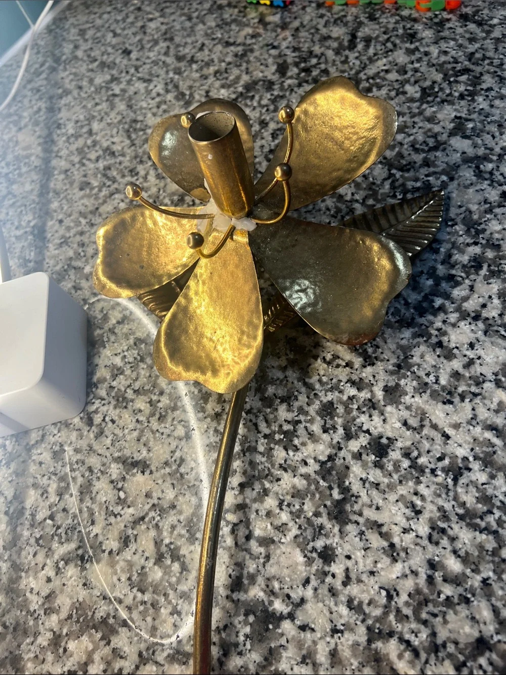 Vintage Mid-Century Hollywood Regency style brass lotus/lily flower